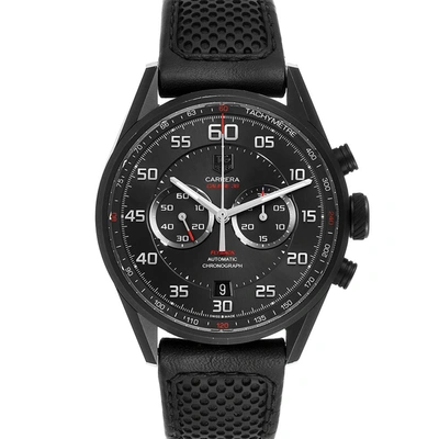 Pre-owned Tag Heuer Black Titanium Carrera Calibre Flyback Car2b80 Men's Wristwatch 36 Mm