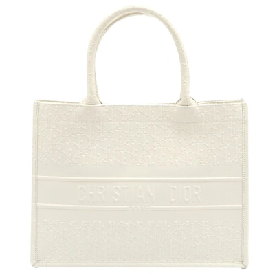 Pre-owned Dior White Leather Oblique Book Tote Bag