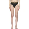 Versace Bikini Bottom Brazilian Brief Lycra Vita Recycled Black 3 In Blue