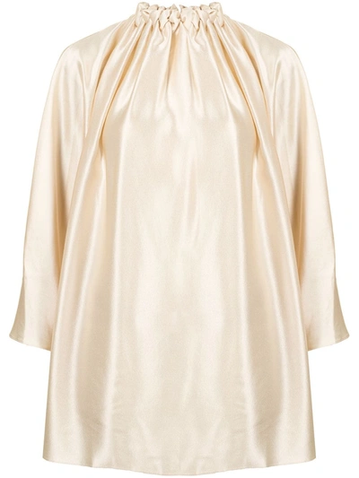 Roksanda Twisted-neck Silk Blouse In Neutrals