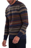 Barbour Fair Isle Crewneck Wool Sweater In Navy Marl