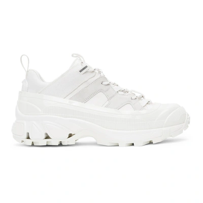 Burberry Arthur Sneakers In Technical Nylon And Suede In Off White