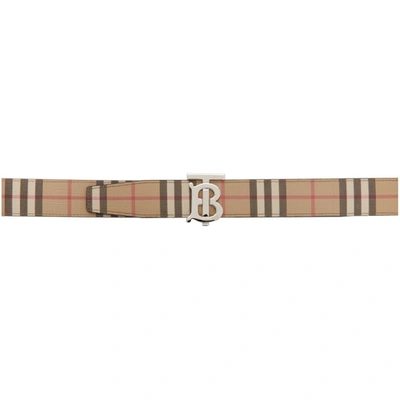 Burberry 驼色 Vintage Check E-canvas Monogram Tb 腰带 In Archive Beige