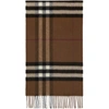 BURBERRY BROWN CASHMERE CLASSIC CHECK SCARF