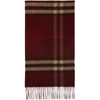 BURBERRY BURGUNDY CASHMERE CLASSIC CHECK SCARF