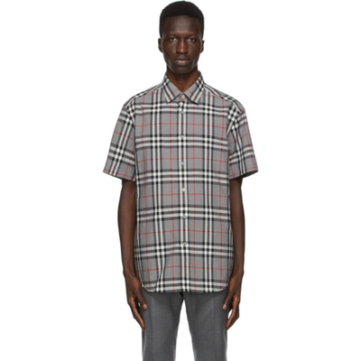 Burberry Checked Short-sleeved Shirt In Grey