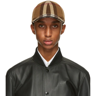 Burberry Brown Wool Check Baseball Cap