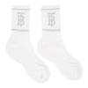 BURBERRY WHITE METALLIC MONOGRAM SOCKS