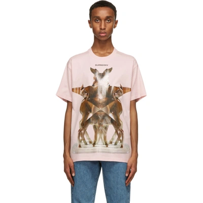 Burberry 粉色 Multi Deer Carrick T 恤 In Frosted Pin