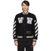 OFF-WHITE OFF-WHITE BLACK WOOL LOGO VARSITY BOMBER JACKET