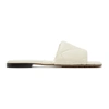 Bottega Veneta Rubber Lido Debossed Leather Slides In 9031 Sea Salt