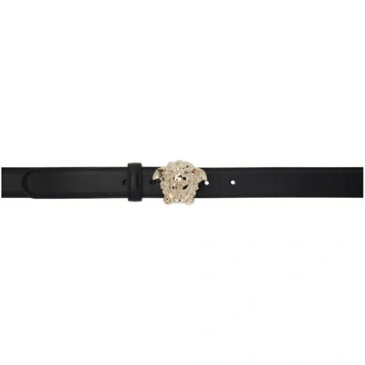 Versace Black Medusa Palazzo Belt In Grey