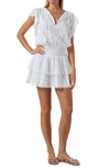 Melissa Odabash Keri Broderie-anglaise Cotton-voile Mini Dress In White