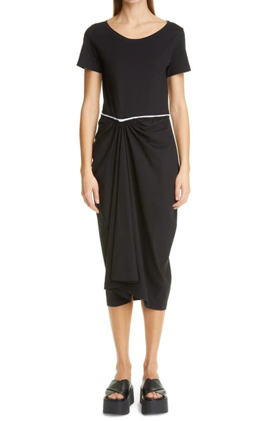 Marni Draped Cotton Jersey Dress In Black