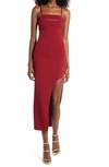Lulus Stunned And Speechless Cutout Cocktail Midi Dress In Burgundy