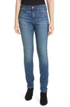 Veronica Beard Debbie High Waist Button Fly Fray Hem Skinny Jeans In Apollo