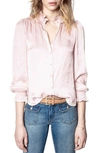 Zadig & Voltaire Tacca Ruffle Satin Shirt In Peau