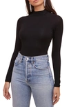 Astr Mock Neck Bodysuit In Black