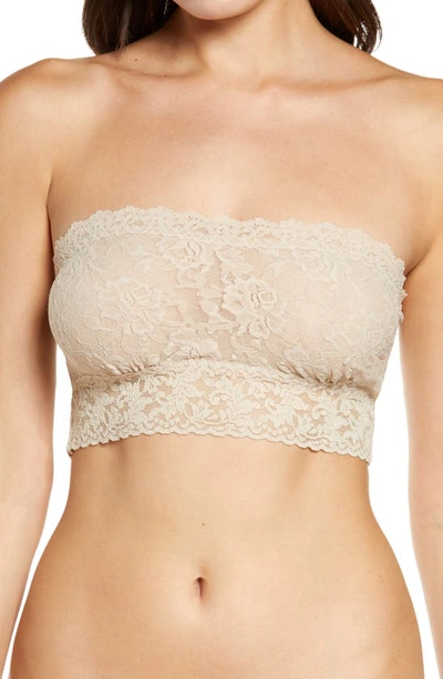 Hanky Panky Signature Stretch-lace Soft-cup Bandeau Bra In Chai