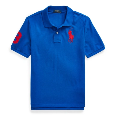 Polo Ralph Lauren Kids' Big Pony Cotton Mesh Polo Shirt In Sapphire Star