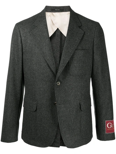 Gucci Logo Patch Blazer In Grey