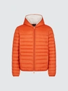 Save The Duck Men's Giga Winter Hooded Puffer Jacket With Faux Sherpa Lining In Orange