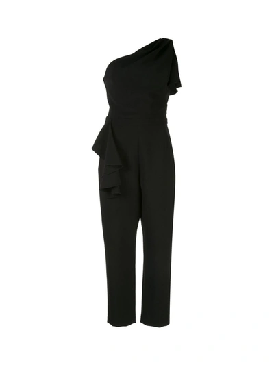 Marchesa Notte One-shoulder Tailored Jumpsuit In Black