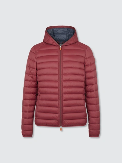 Save The Duck Men's Giga Ultralight Hooded Puffer Jacket In Red