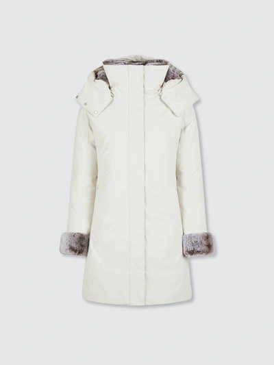 Save The Duck Women's Smeg Winter Hooded Parka With Faux Fur Lining In White