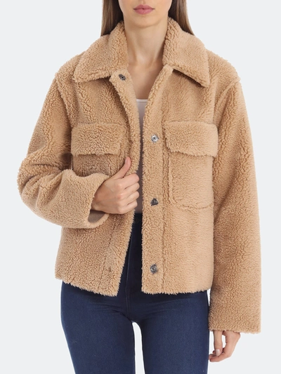 Avec Les Filles Faux Shearling Trucker Jacket In Brown