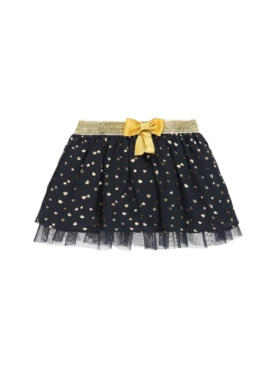 Kids Atelier Boboli Navy Gold Heart Tulle Skirt In Blue