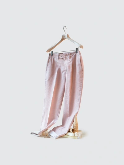 Arje Arjé The Jona Single Pleat Crinkled Cotton Strpes Pants In Pink