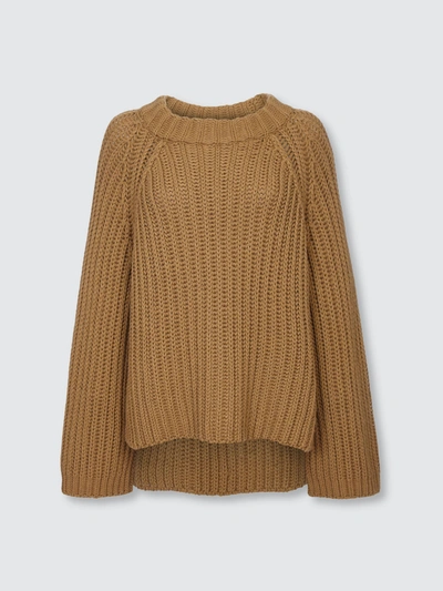 Arje Arjé The Steph Cashmere Blend Rib Open Neck Sweater In Brown