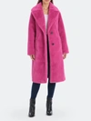 Avec Les Filles Bonded Faux Fur Midi Coat In Pink