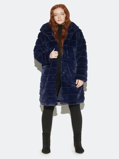 Apparis - Verified Partner Celina Tiered Faux-fur Hooded Coat - S - Also In: Xs, M, Xl, L In Blue