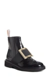 Roger Vivier Viv Ranger Embellished Patent-leather Chelsea Boots In Black