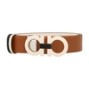 Ferragamo Reversible Gancini Calfskin Leather Belt In Beige Brown