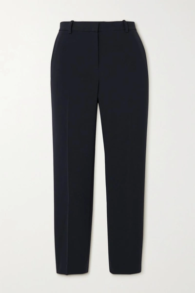 Theory Cropped Crepe Straight-leg Trousers In Navy