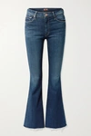 Mother Low Rise Kick Flared Jeans In Mid Denim