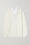 Alexander Wang T Layered Merino Wool And Stretch-cotton Jersey Sweater In White