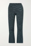THEORY CROPPED SPACE-DYED RIBBED-KNIT FLARED PANTS