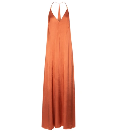 Galvan Veranda Satin Slip Dress In Orange