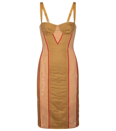 Burberry Quilted Technical Cotton Corset Dress In Neutrals