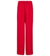 Valentino Women's Drawstring Silk Cady Wide-leg Pants In Red