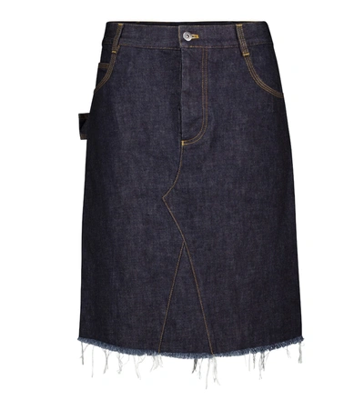 Bottega Veneta Denim Skirt With Contrasting Stitching In Blue