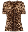 Dolce & Gabbana Short-sleeved Leopard-print Cady Top In Brown