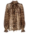 Dolce & Gabbana Leopard-print Silk Organza Blouse In Brown