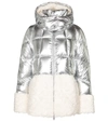 Moncler Algenubi Faux Shearling Down Jacket In Silver