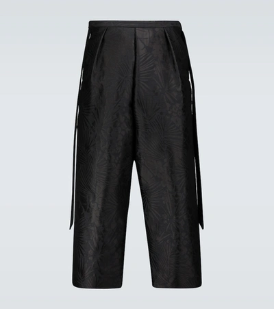 Saint Laurent Floral-jacquard Silk Palazzo Trousers In Black