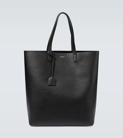 Saint Laurent Leather Shopping Tote Bag In Black